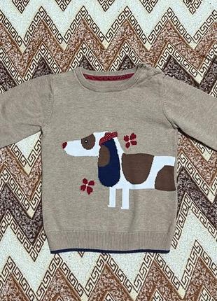 Свитер коричневый mothercare с песиком, на девочку 2-3 года (до 98 см),