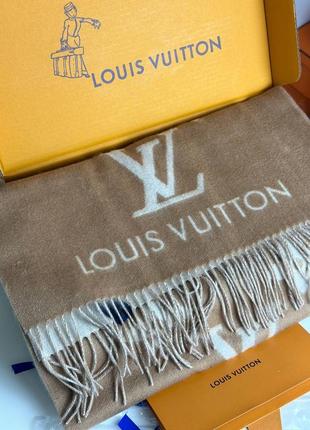 Шарф кашемир двусторонний рыжий бежевый брендовый в стиле louis vuitton4 фото