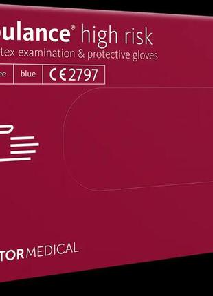 Перчатки резиновые прочные латексные ambuplus синие (l) 50 шт