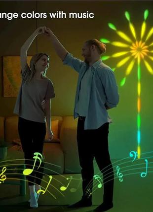 Настенная светодиодная гирлянда фейерверк с пультом и управлением с телефона sfk-18...