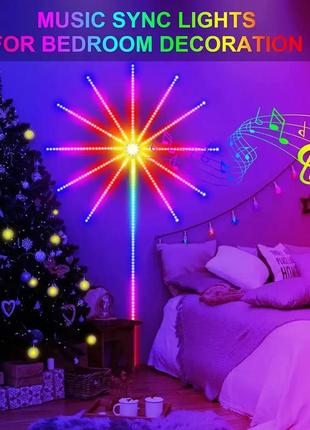 Настенная светодиодная гирлянда фейерверк с пультом и управлением с телефона sfk-18...