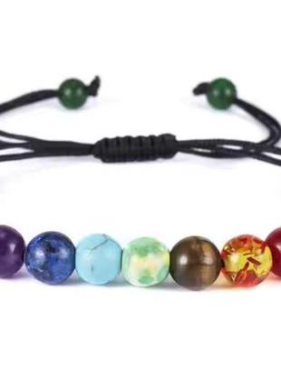 Браслет-дифузор "7 чакр" із плетеною застібкою, 7 мм