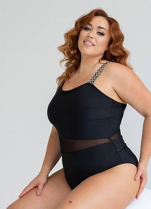 Купальник женский больших размеров купальник plus size стильный красивый купальник черного цвета