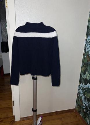 Шерстяно кашемировый темно синий джемпер свитерик гольф водолазка теплый мирер2 фото