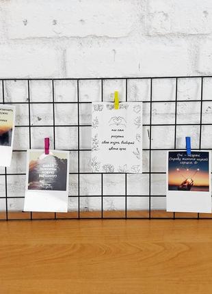 Черный органайзер на стену 60х30 см., клетка 5х5 см. мудборд металлический