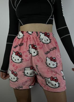 Розовые шорты хелоу китти | плюшевые шорты hello kitty