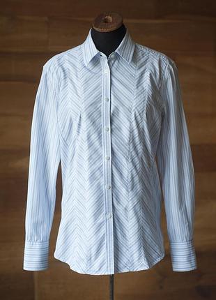 Блакитна котонова сорочка в смужку жіноча gant, розмір l, xl