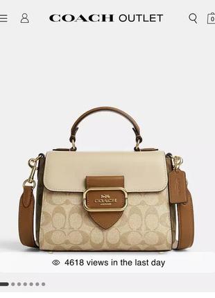 Сумка coach morgan top handle in blocked signature canvas7 фото