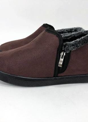 Ботинки на осень утепленные. размер 42, чуни мужские зимние, валенки для дома. цвет: коричневый4 фото