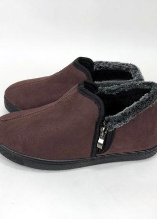 Ботинки на осень утепленные. размер 42, чуни мужские зимние, валенки для дома. цвет: коричневый5 фото