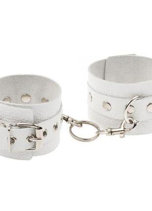 Наручники leather double fix hand cuffs, white