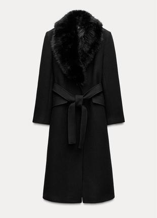 Пальто с мехом zara пальто с шерстью
