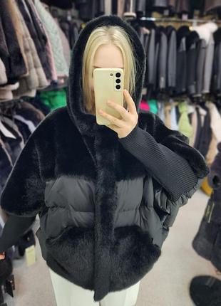 Пуховик жіночий пуховик чорний пуховик зимовий пуховик з хутром