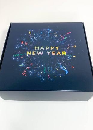 Коробка «happy new year” салют с тиснением, 150*150*50