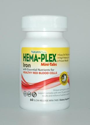 Вітамінно-мінеральний комплекс hema-plex nature's plus 60 швидкодіючих гелевих капсул