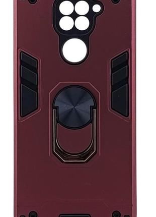 Чохол armored ring для xiaomi note 9 бампер протиударний із підставкою кільцем бордовий
