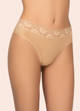 Хлопковые стринги kleo с высокой посадкой и круживом 151 c cotton