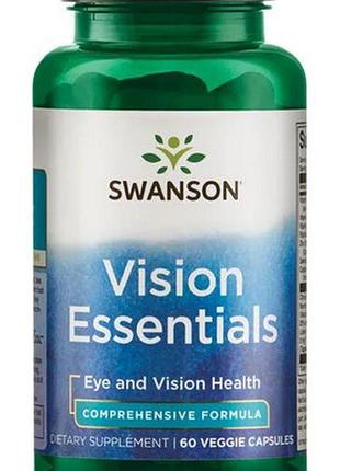 Комплекс для здорового зрения (vision essentials) с лютеином и зеаксантином и черникой от swanson, 60 капсул