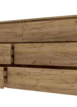 Широкий комод мастер форм з 6 висувними шухлядами телескопи дуб крафт золотий (150х37,6х73 см)