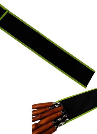 Сумка черная водостойкая чехол для 6 шампуров с деревянными ручками 65x15 см