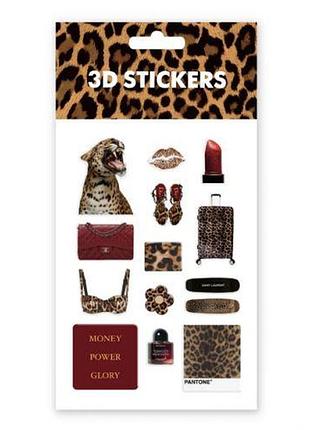 3d стікери "leopard mood" набір 8 стікерів