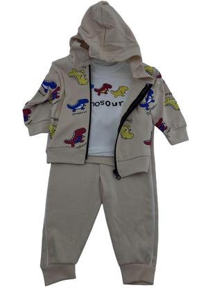 Костюм 9, 12, 18, 24 місяців туреччина теплий трикотажний новонародженого хлопчика бежевий (кднм2480)