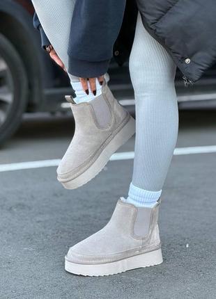 Угги замш с резинкой мех