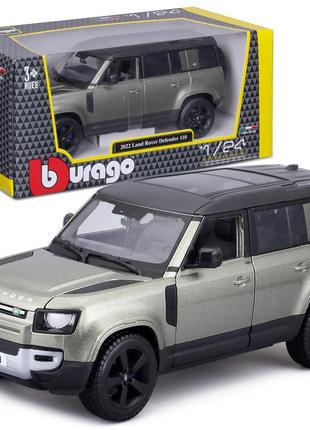 Машинка металева land rover defender 110 ленд ровер bburago зелений 1:24 відкр двері 8*20*8см (18-21101)