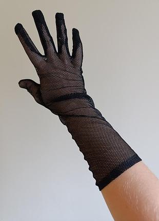 Длинные перчатки сеточка / винтажные перчатки / перчатки сетка