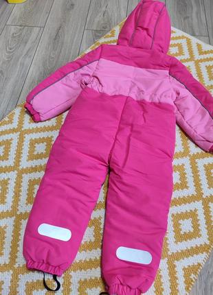 Утепленный зимний комбинезон 98 размер розовый гибискус6 фото