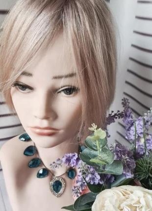 Накладка топер макушка челка 100% натуральный волос седой серый.