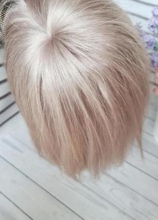 Накладка топер макушка челка 100% натуральный волос седой серый.