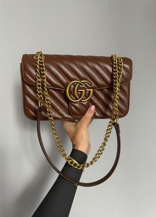 gucci gg marmont matelasse shoulder brown gold bag gi11529