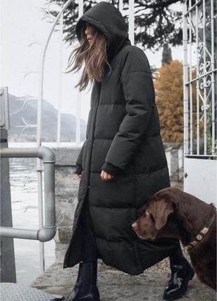 В наличии🔥 новый зимний пуховик zara длинный пуховик с капюшоном