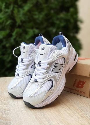 Зимние женские кроссовки new balance 530 белые с синим