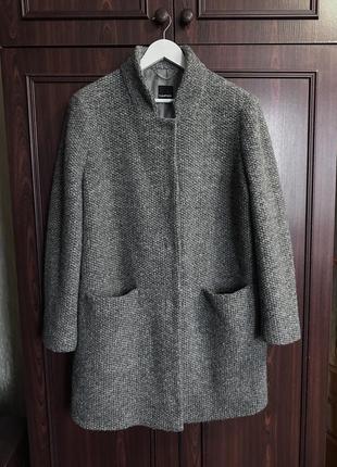 Сіре вовняне пальто l xl розміру taifun germany