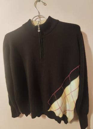 Чоловічій светр кольору гіркого шоколаду  з орнаментом green lams