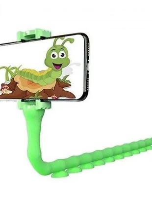 Гнучкий тримач для телефону з універсальними присосками cute worm lazy holder. колір: салатовий