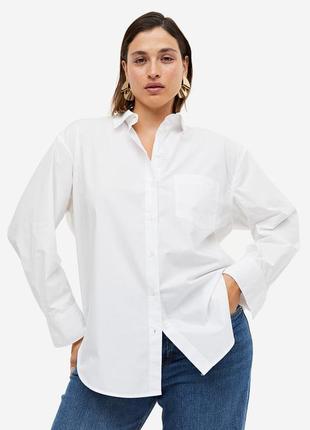 Нова бавовняна рубашка, сорочка оверсайз h&m, великий розмір, батал. нова колекція!