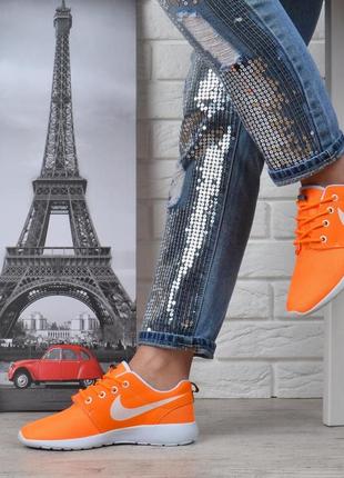 Кроссовки женские текстильные nike roshe run оранжевые с белым, оранжевый, 38