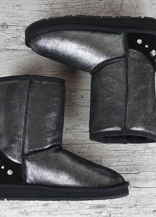 Угги женские кожаные сапоги ugg australia черные серебро, серебряный, 405 фото