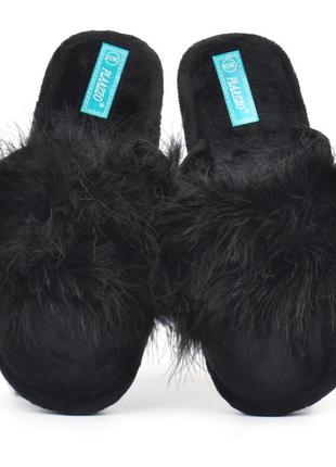 Капці жіночі хатні лебединий пух чорні plazzo gift box, чорний, 36/37