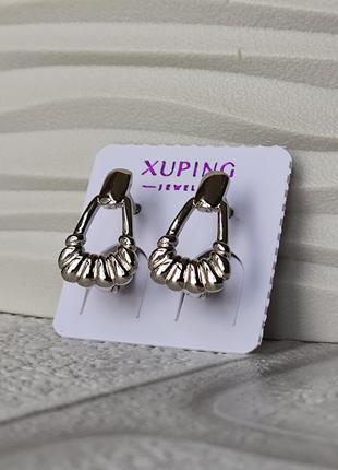 Серьги трендовые ксюпинг xuping родий