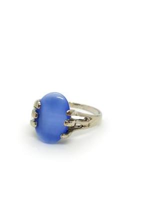 💍🩵 нежное кольцо кошачий глаз синтет. р. 18