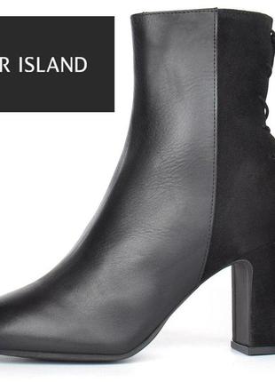 Ботильоны женские кожаные на каблуке черные river island оригинал, черный, 40