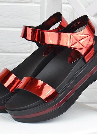 Босоножки женские на платформе sopra red queen красные на липучке, красный, 39