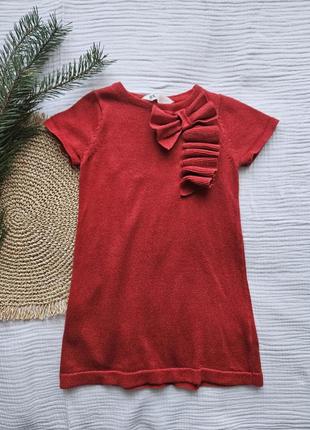 Новогоднее блестящее платье бант рюши фотосессия красная