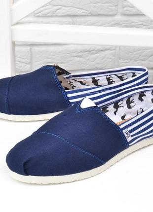 Кеды женские эспадрильи toms синие в полоску текстильные, синий, 38