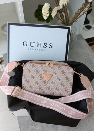Сумка женская розовый guess гесс кросс-боди мини лого