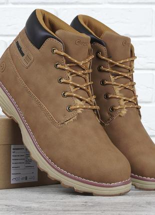 Черевики чоловічі зимові restime waterproof коричневі на хутрі на шнурівці, коричневий, 44